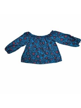 Forever 21 Contemporary Women's M Floral Off-Shoulder Blouse Blue Red